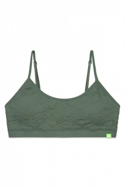 Soutien top sem costura floral caqui