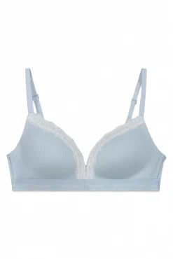 Soutien triangular canelado em algodão azul CHARMING