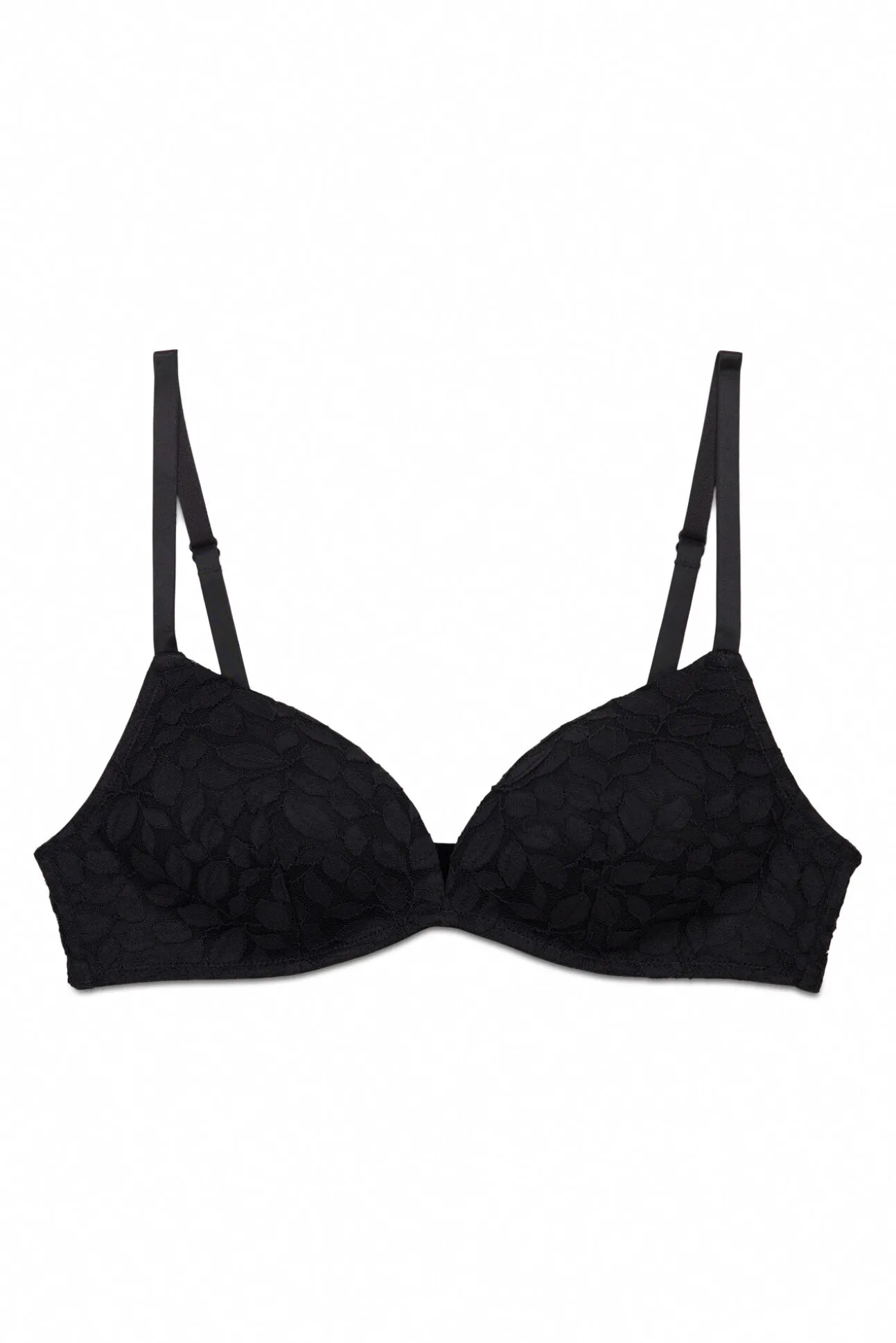 Soutien triangular CHARMING com enchimento em renda preto