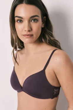 Soutien triangular com enchimento em renda roxo CHARMING