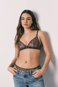 Soutien triangular em tule estampado grená NATURAL