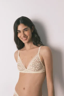 Soutien triangular NATURAL em renda bege