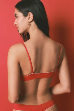 Soutien triangular sem costura canelado vermelho