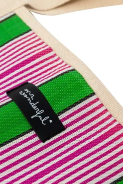 Stripe pattern bag - Green and purple