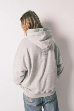 Sweatshirt capuz em felpa de algodão cinzento