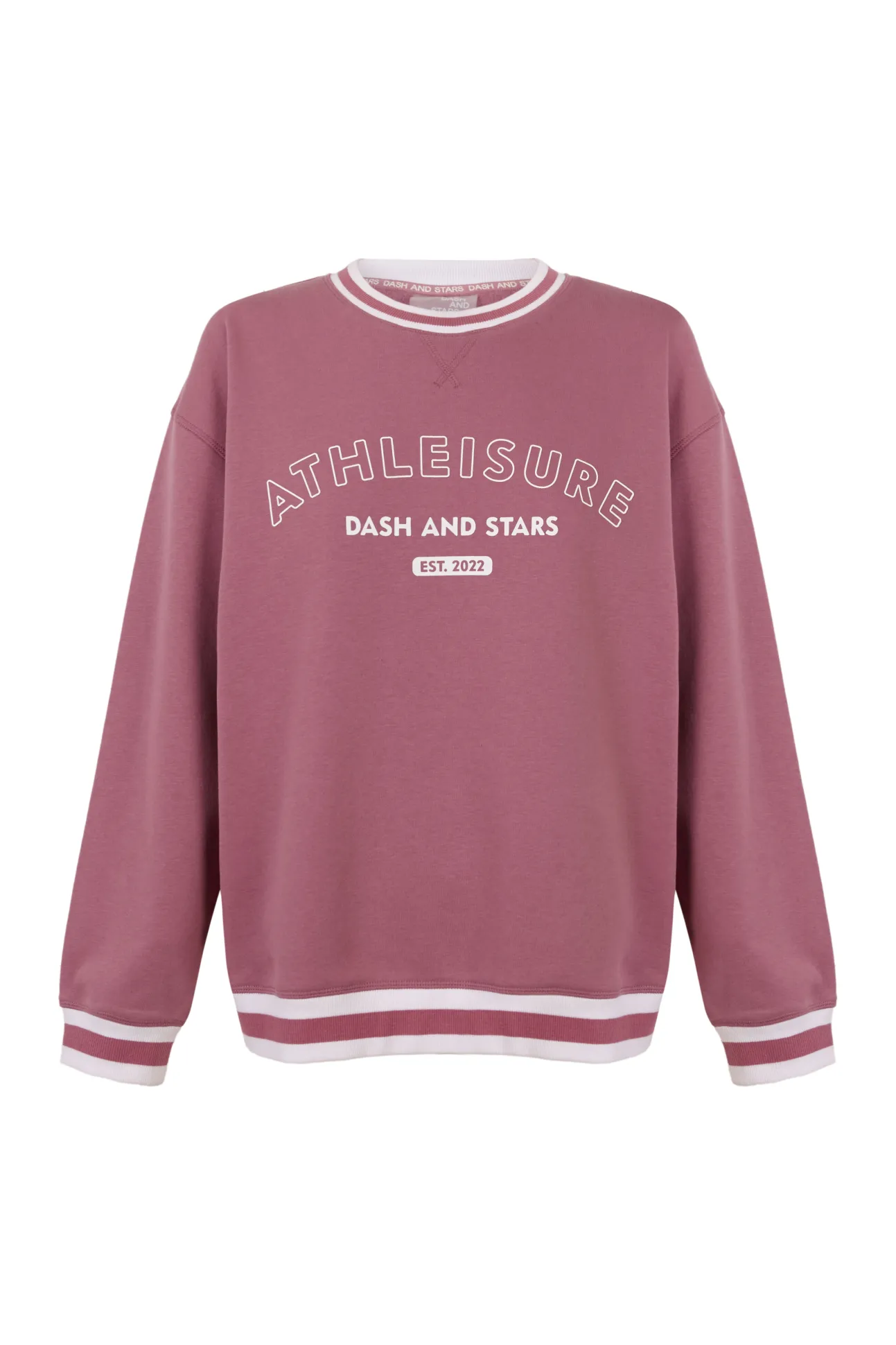 Sweatshirt college em felpa rosa