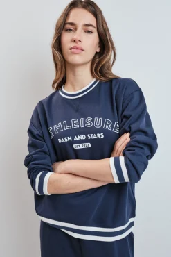 Sweatshirt college em moletão azul