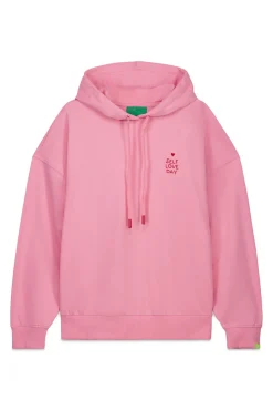 Sweatshirt com capuz em algodão felpado rosa