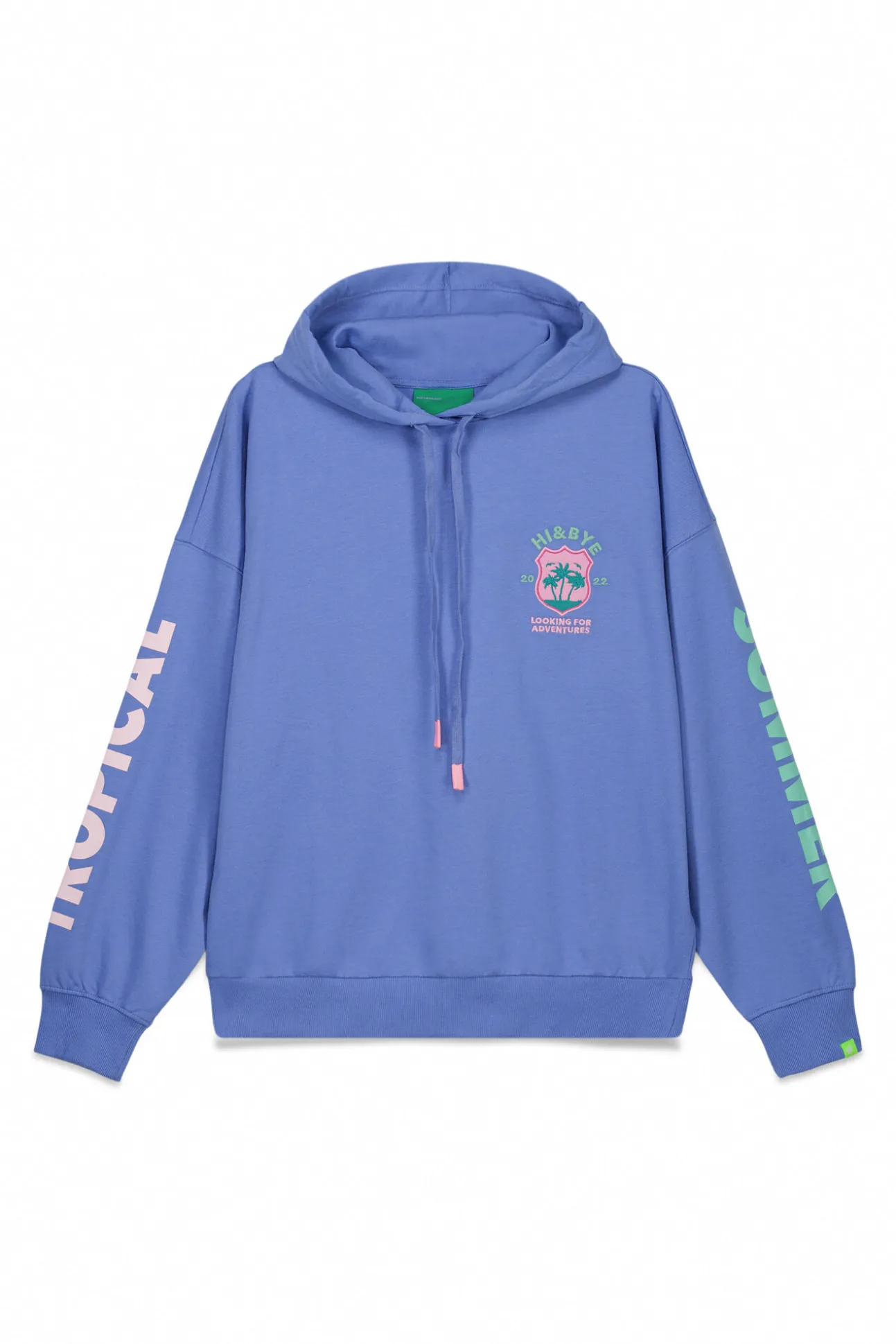 Sweatshirt com capuz em felpa de algodão azul