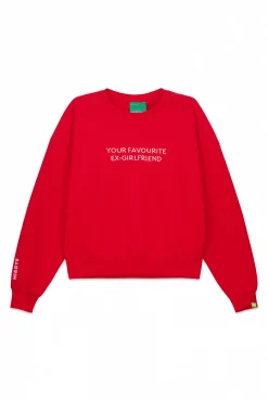 Sweatshirt curta lisa em felpa de algodão vermelha