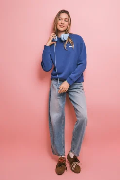 Sweatshirt de felpa com logo azul elétrico
