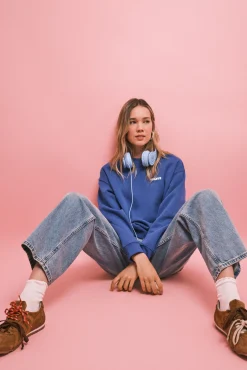 Sweatshirt de felpa com logo azul elétrico