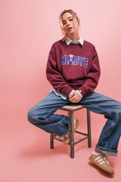 Sweatshirt de felpa com logo de ursinho grená