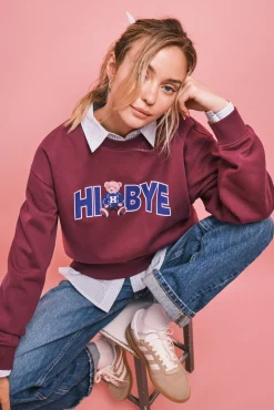 Sweatshirt de felpa com logo de ursinho grená