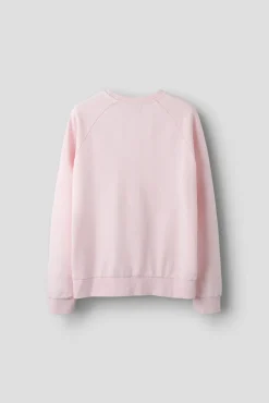 Sweatshirt de felpa gola redonda com acabamentos canelados