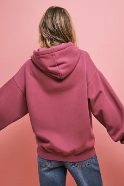 Sweatshirt em algodão com capuz rosa