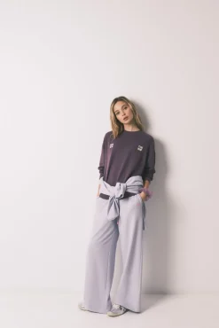 Sweatshirt em felpa de algodão roxa