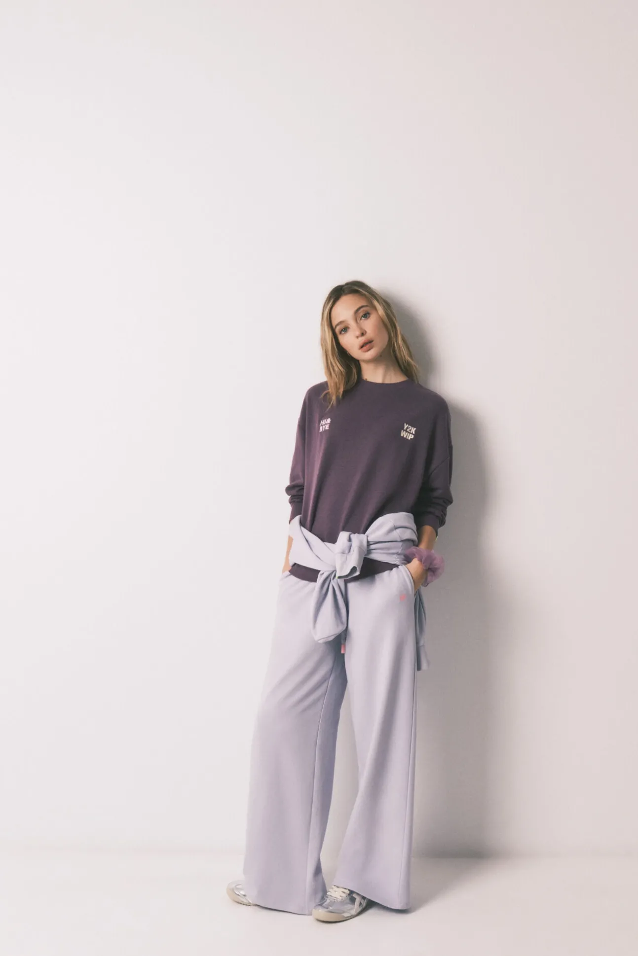 Sweatshirt em felpa de algodão roxa