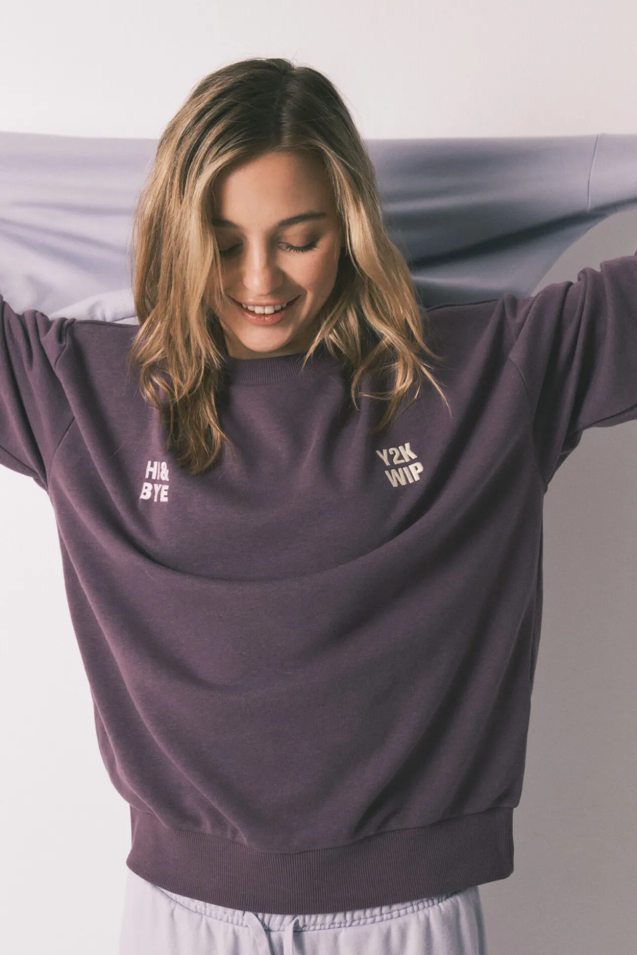 Sweatshirt em felpa de algodão roxa