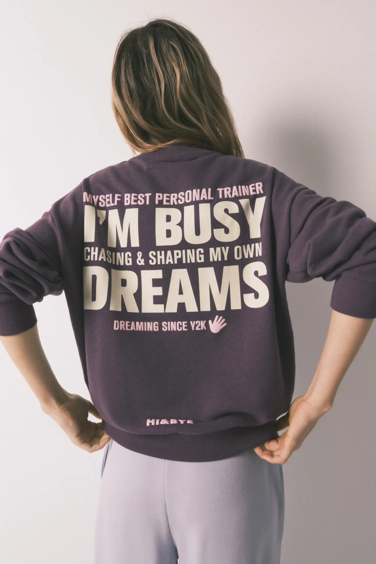 Sweatshirt em felpa de algodão roxa