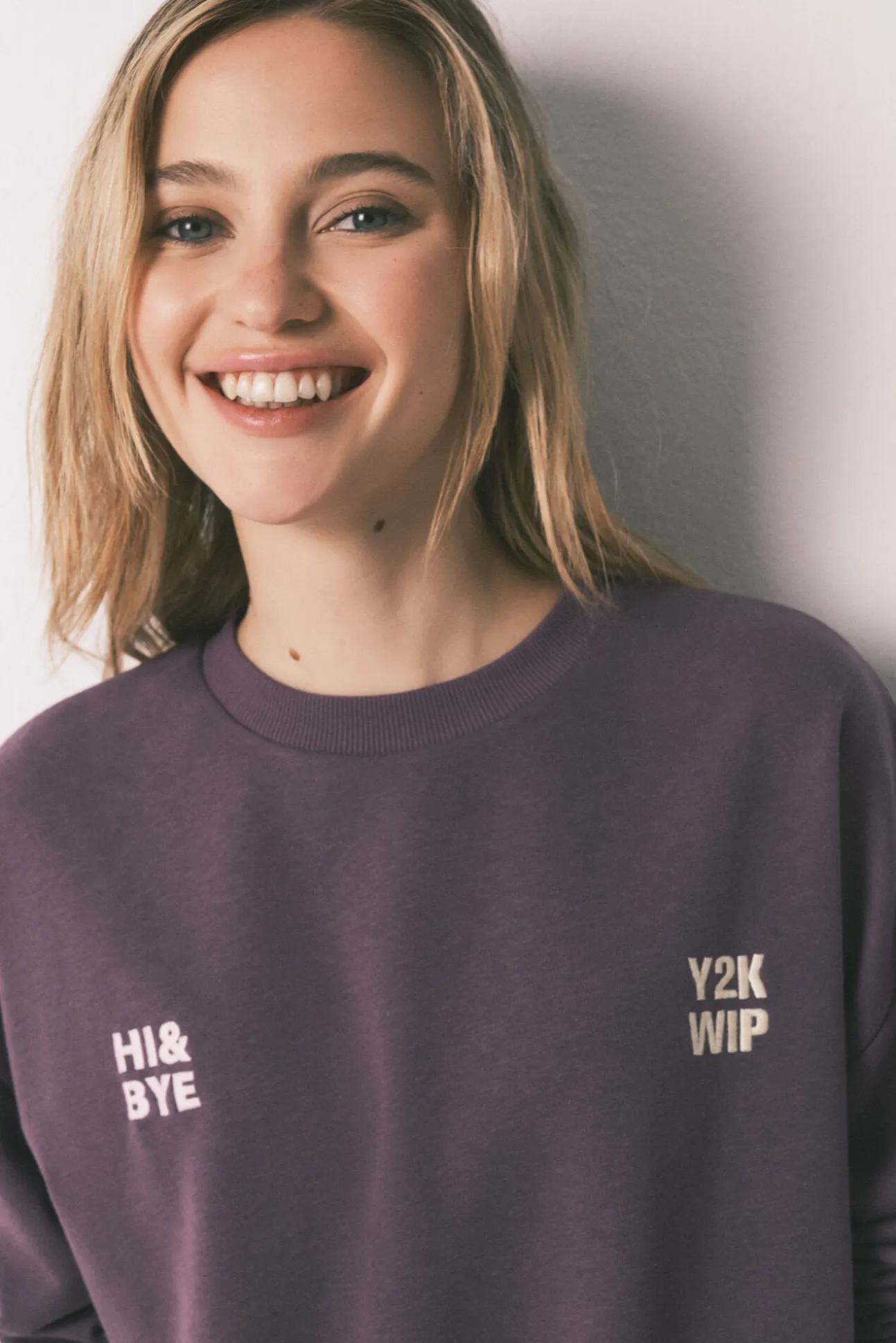Sweatshirt em felpa de algodão roxa