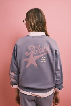 Sweatshirt em felpa de algodão azul
