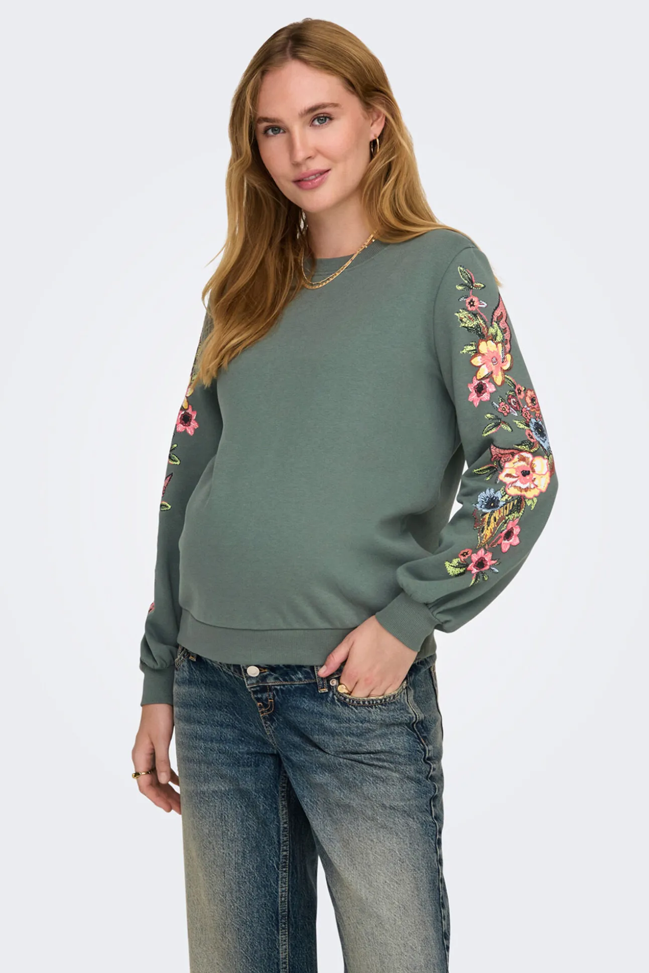 Sweatshirt maternity com detalhes florais