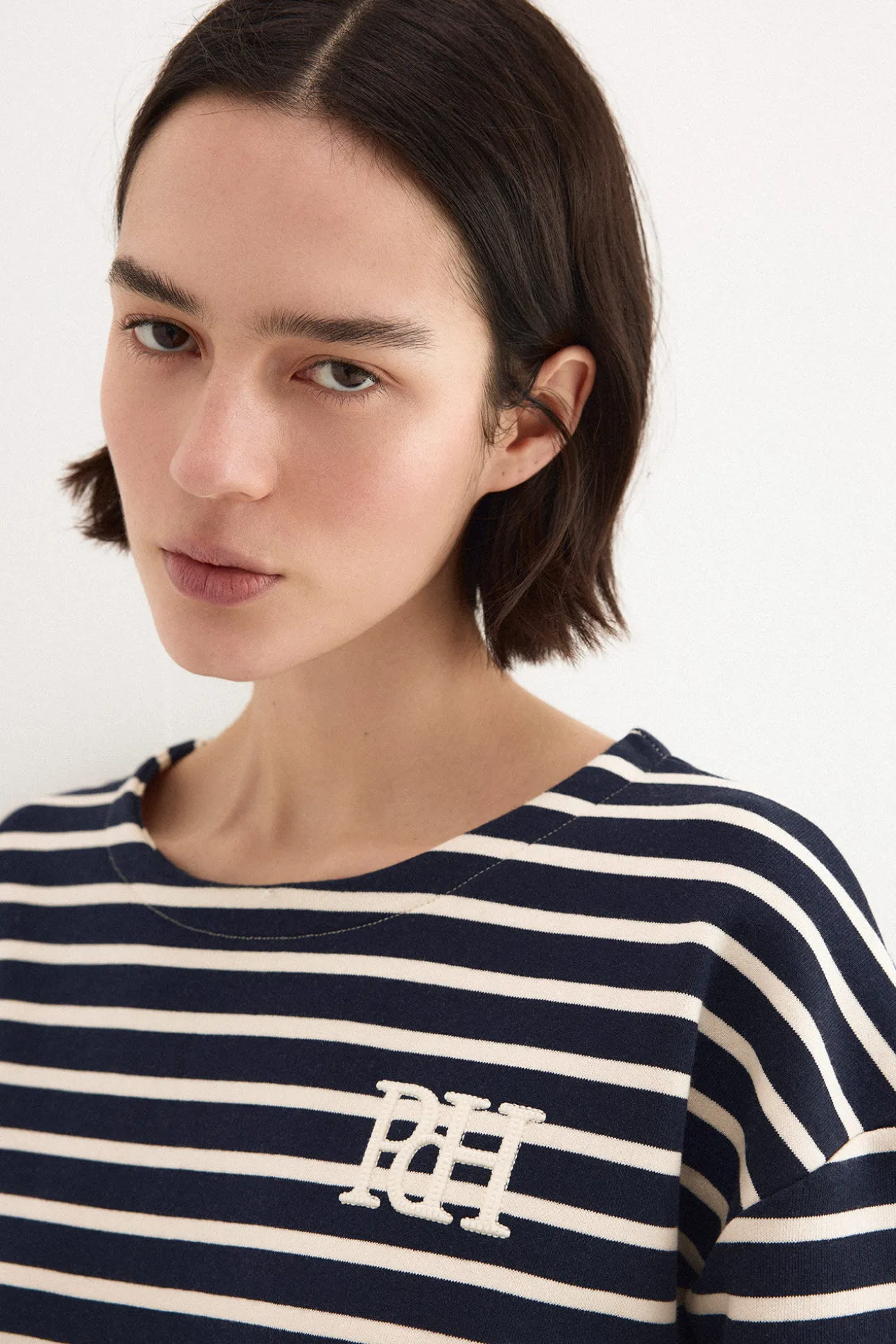 Sweatshirt às riscas com logo pdh