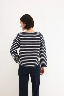 Sweatshirt às riscas com logo pdh