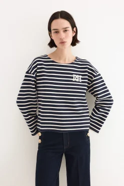 Sweatshirt às riscas com logo pdh