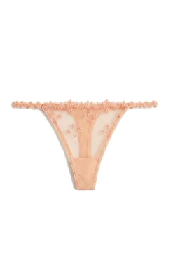 Tanga de tiras bordado de flores laranja