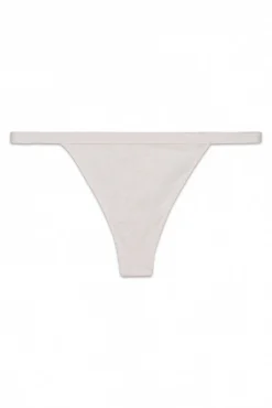 Tanga de tiras canelado em algodão bege