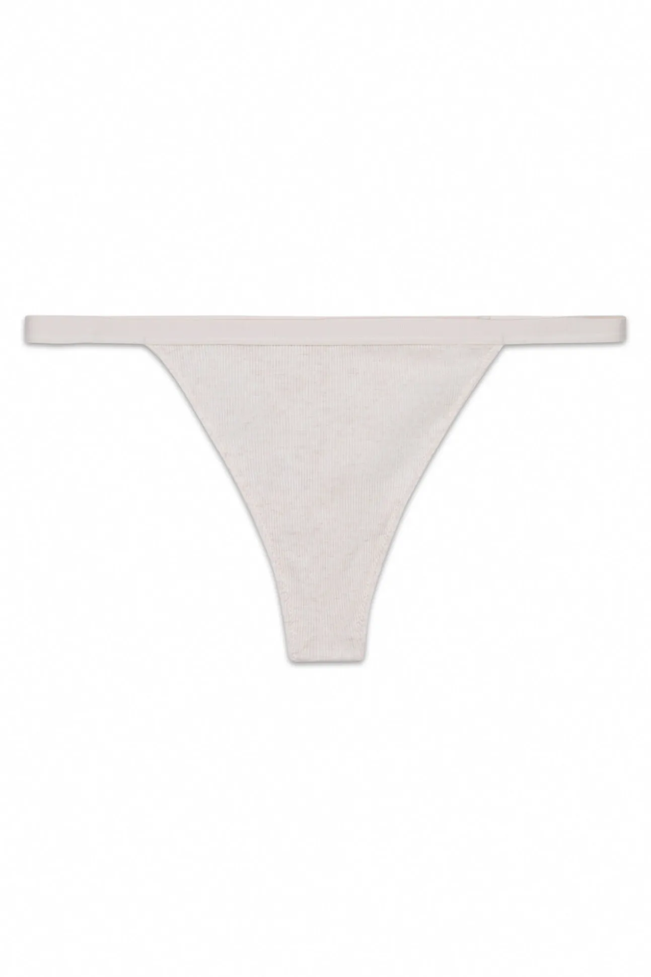 Tanga de tiras canelado em algodão bege