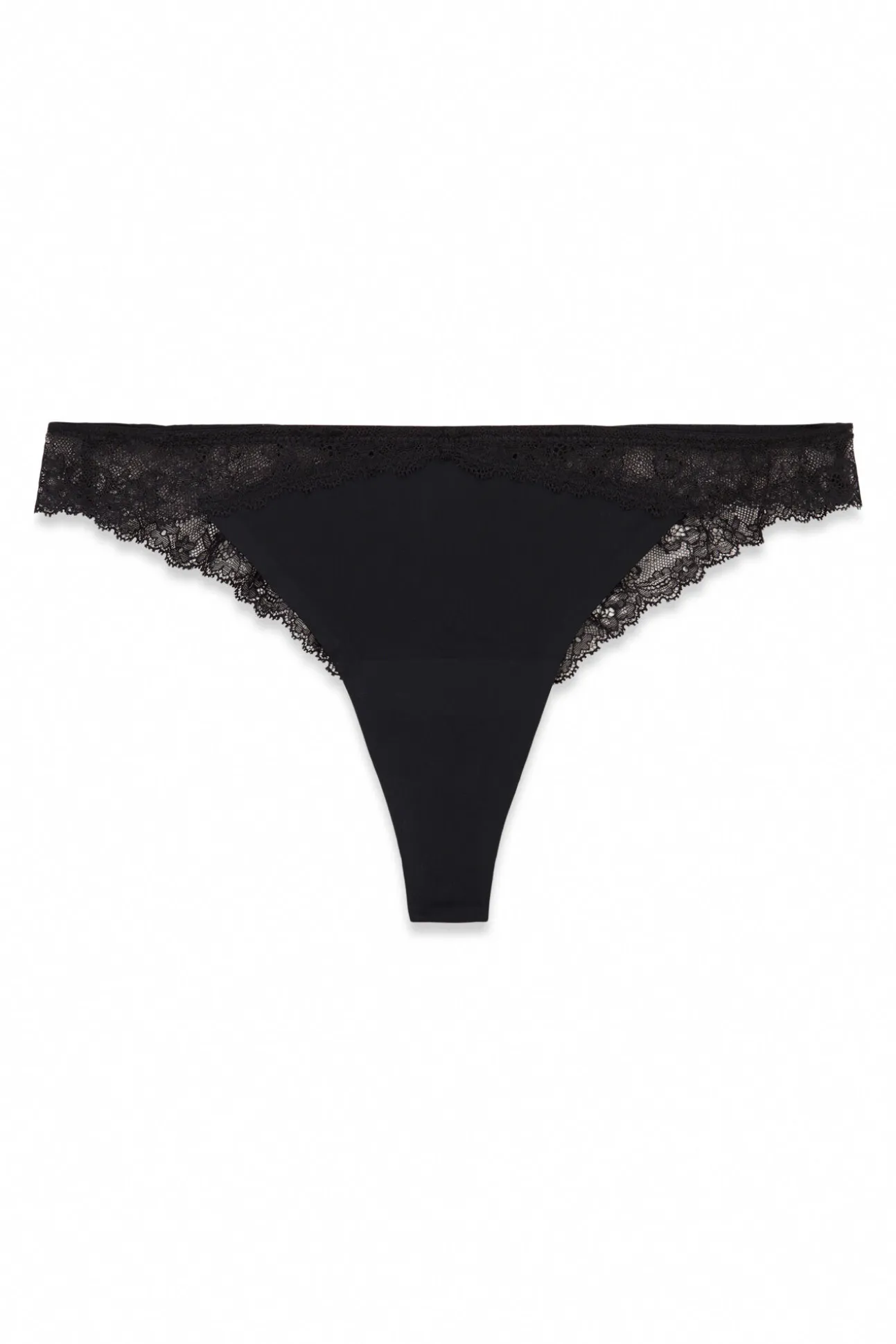 Tanga em microfibra e renda pretas