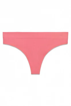 Tanga larga canelada sem costura coral