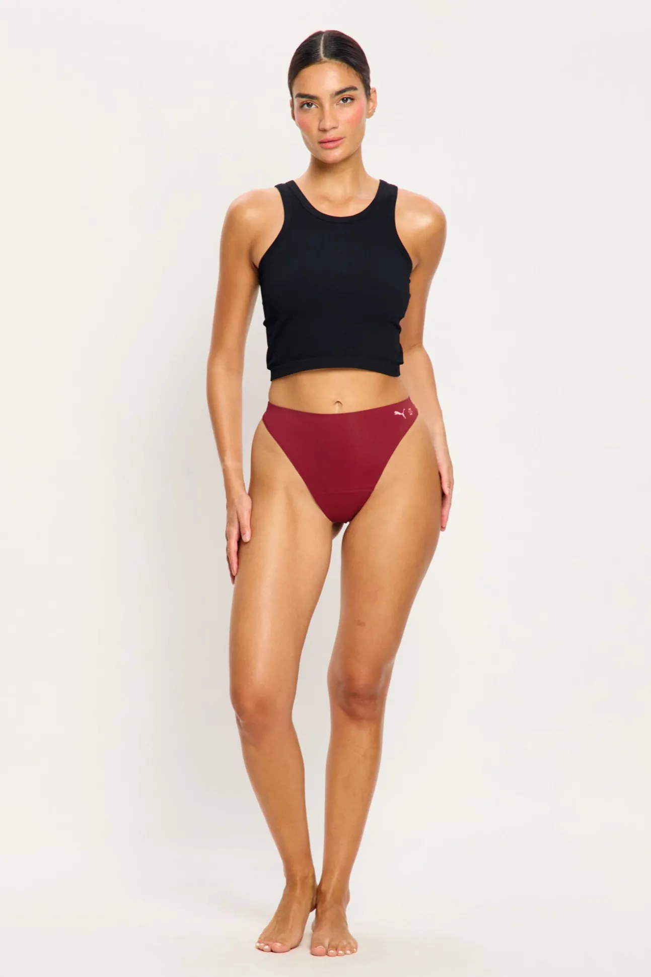Tanga menstrual sem costura fluxo moderado Puma vermelho
