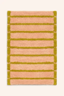 Tapete de banho às riscas rosa Saturno 50x70