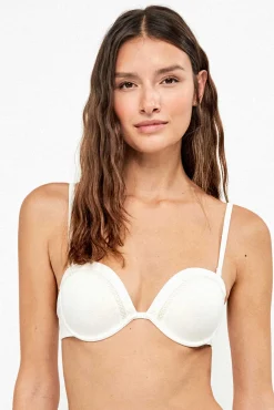 Top biquíni bandeau decote pronunciado