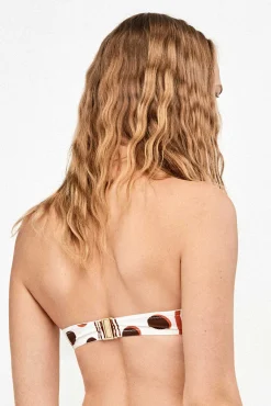 Top biquíni bandeau estampado monogram