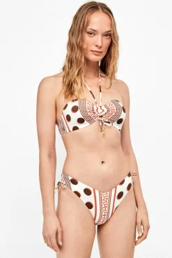 Top biquíni bandeau estampado monogram