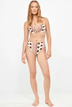 Top biquíni bandeau estampado monogram