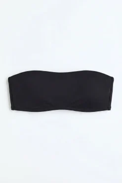 Top biquíni bandeau liso preto