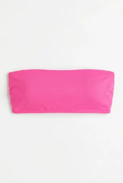 Top biquíni bandeau liso rosa