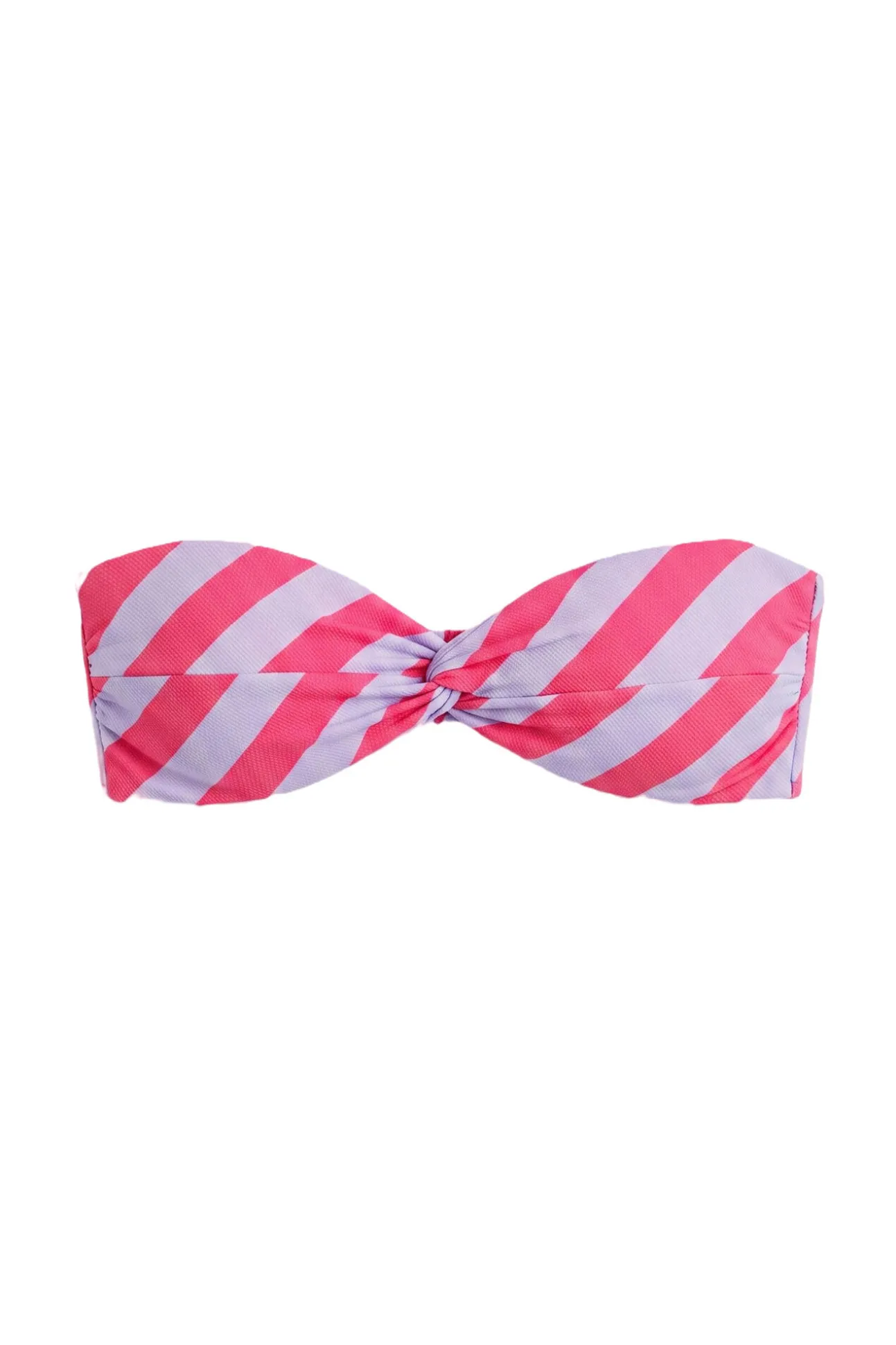 Top biquíni bandeau riscas vermelho roxo