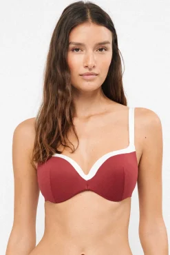 Top biquíni bicolor com aros integrados