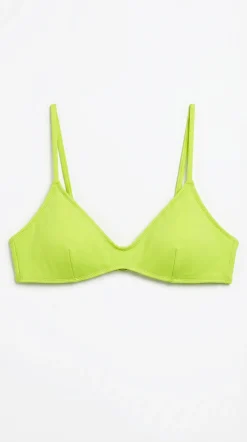 Top biquíni decote em V liso amarelo
