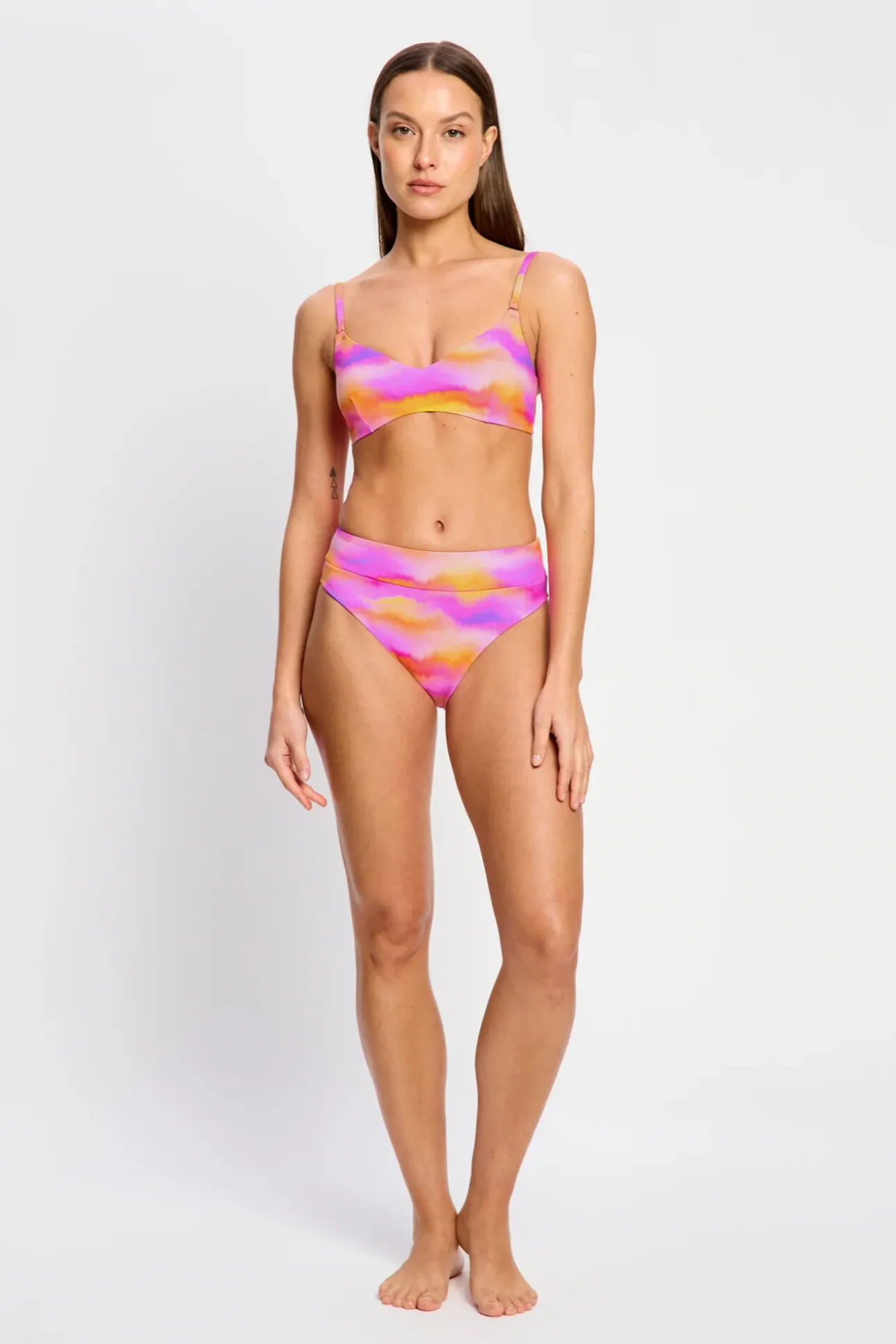 Top biquíni decote estampado
