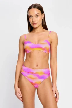 Top biquíni decote estampado