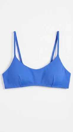 Top biquíni decote reto liso azul