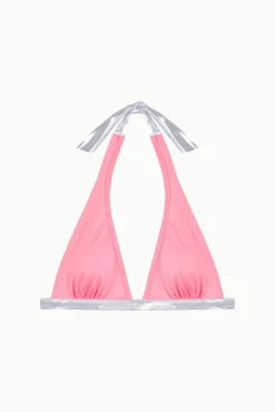 Top biquíni halter bicolor com brilho